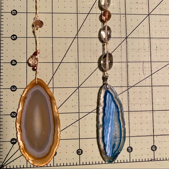 NEW Tan Gray Agate + Vintage Beads Sun Catcher - Picture 8 of 8